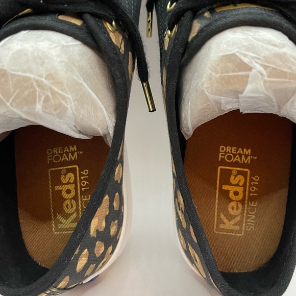 KEDS CANVAS LACE UP - Black with Leopard print, Size 6.5. Like New - Picture 7 of 7